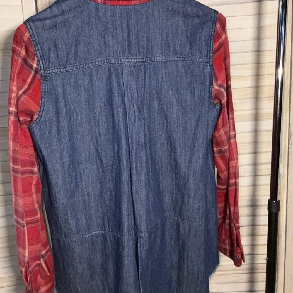 Free People Road Trip Getaway Flannel and Denim Button Down Shirt - Picture 6 of 6